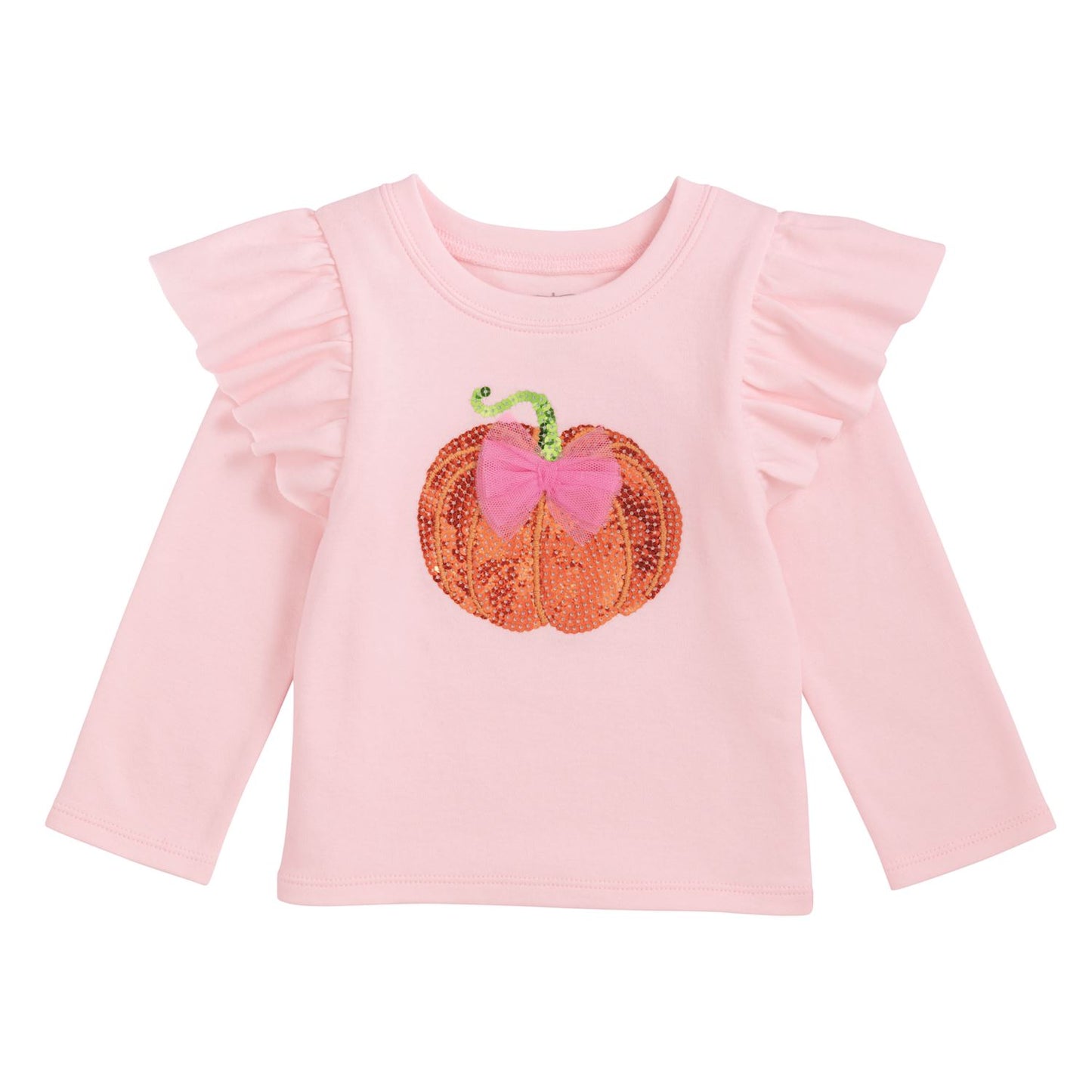 Pink Pumpkin Bow Ruffle Top