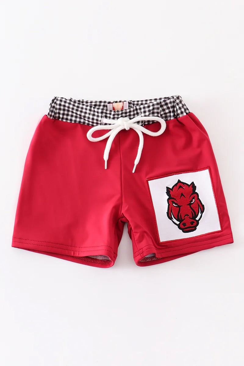 Arkansas Embroidered Swim Trunks