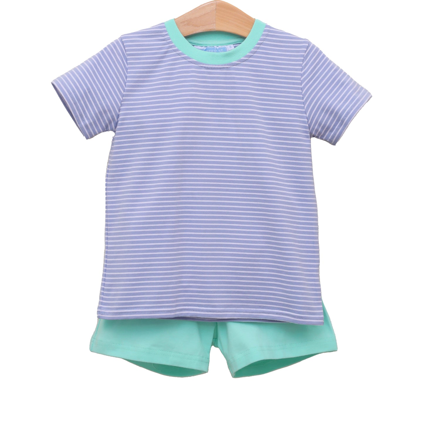 Cadet Blue Stripe/Mint Drew Short Set