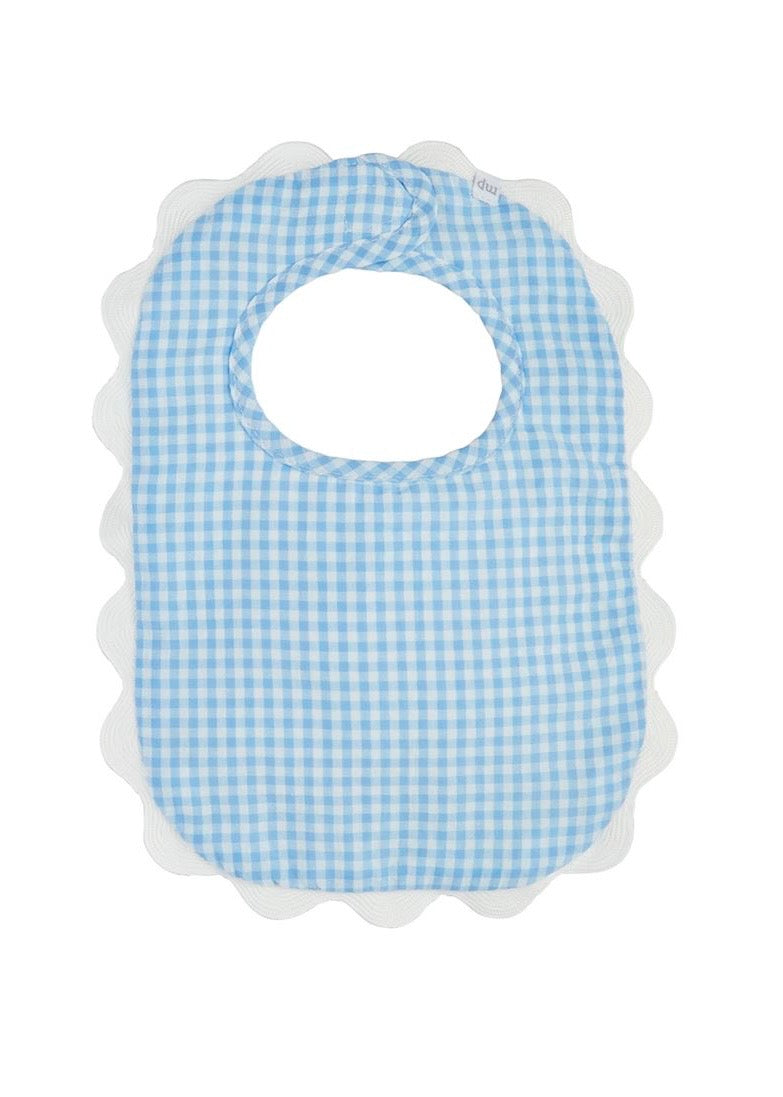 Blue Gingham Scallop Bib