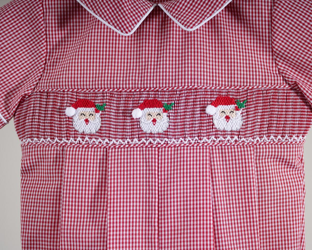 Santa Claus Red Gingham Smocked JonJon