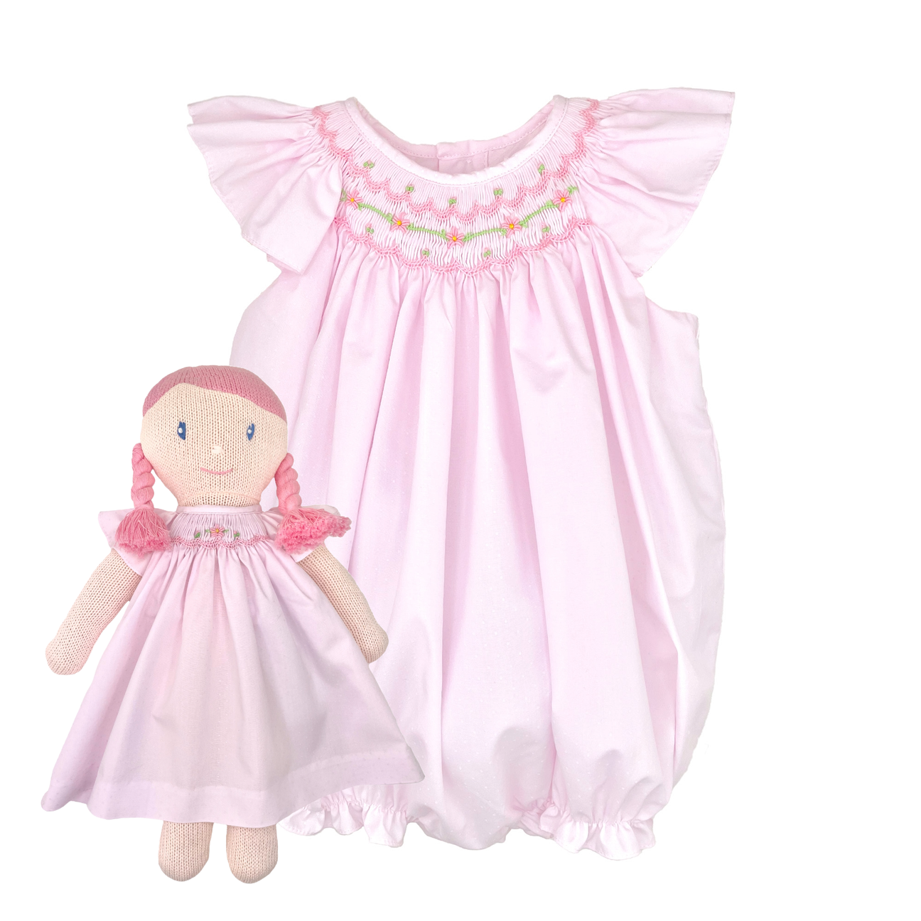 Knit Girl Doll w/ Pink Smock Dress