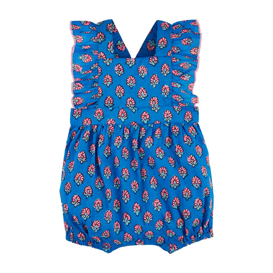 Ruffle Block Print Baby Romper