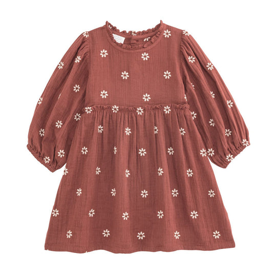 Daisy Embroidered Crinkle Gauze Dress