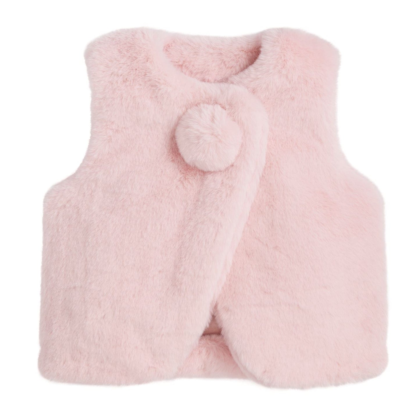 Pink Snap Front Fur Vest