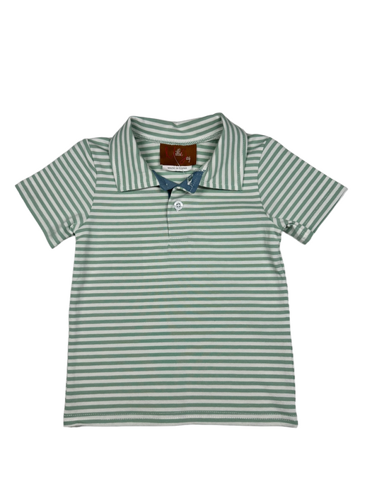 Green Stripe Bennett SS Polo