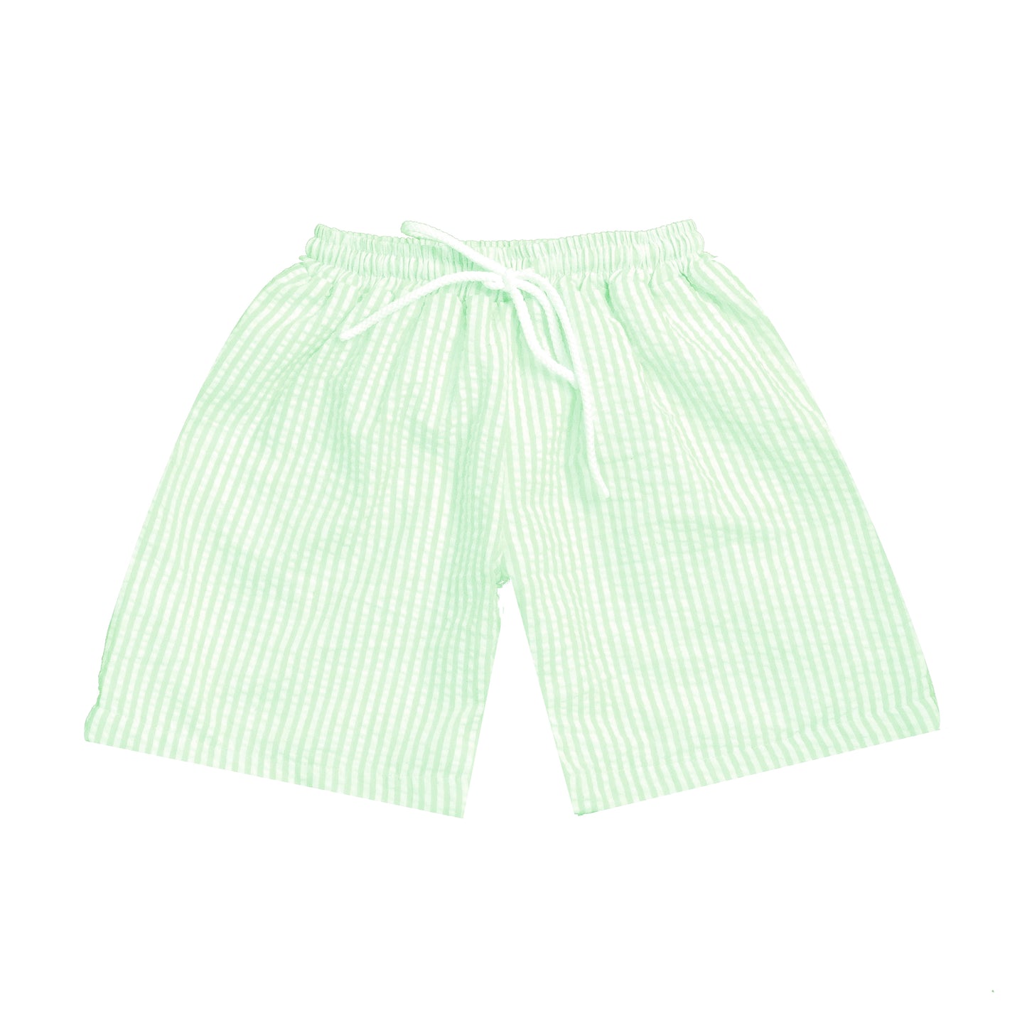 Lime Green Seersucker Swim Trunks