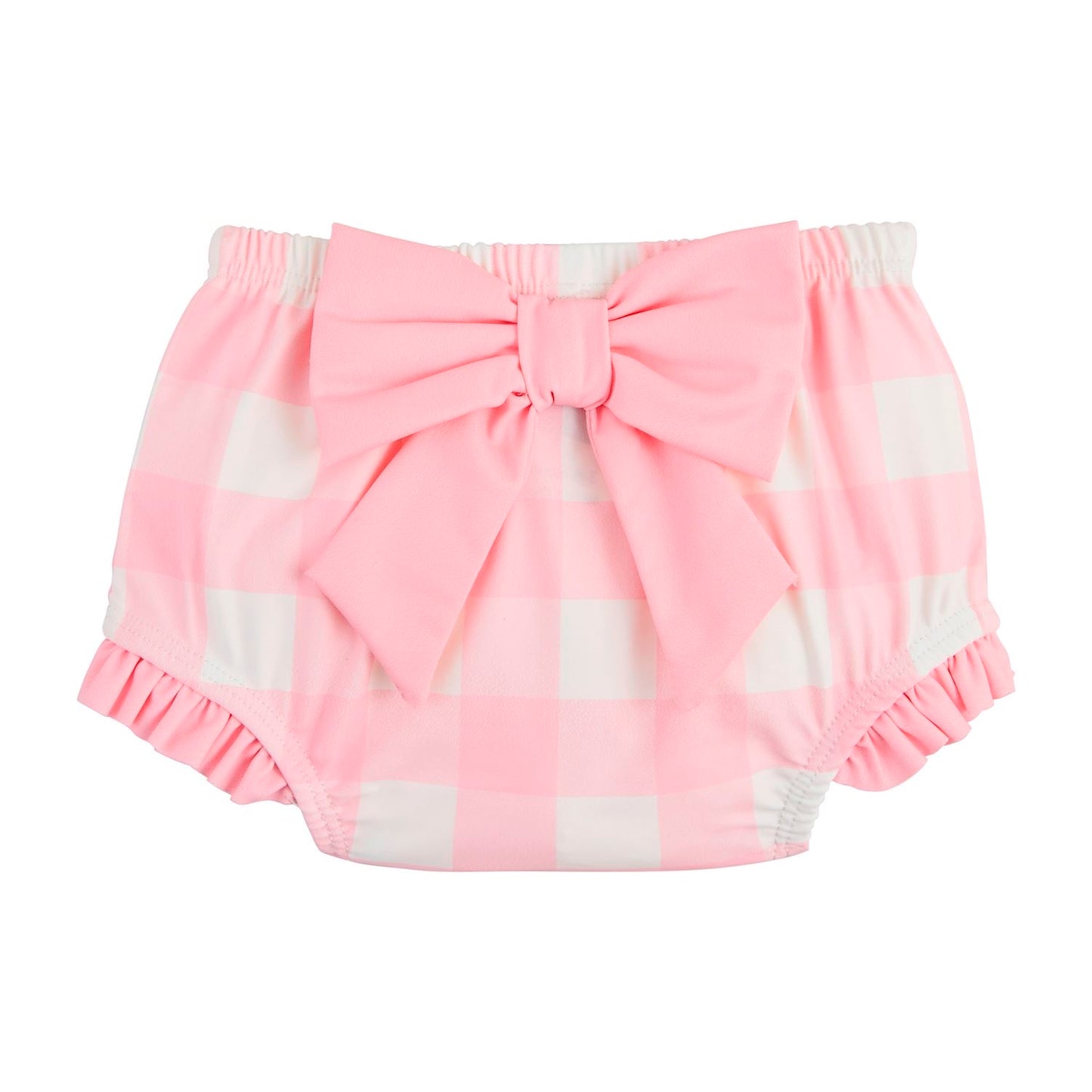 Smocked Pink Check 2pc Swimsuit