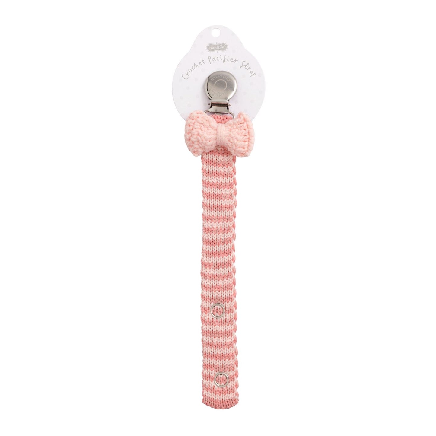 Lt Pink Bow Crochet Paci Clip