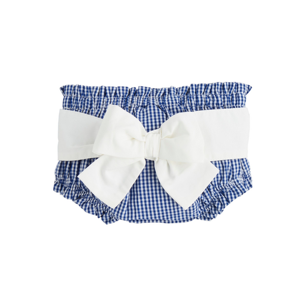 Navy Check Bow Diaper Cover