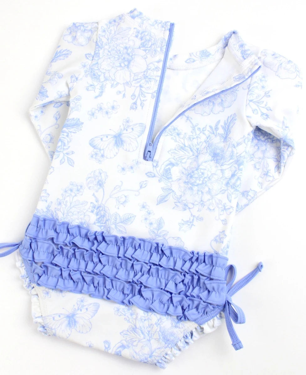 Periwinkle Butterfly LS One Piece Rash Guard
