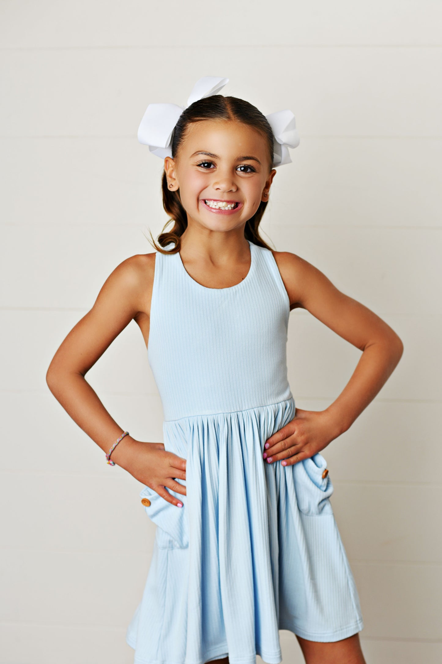 Ella Blue Ribbed Dress