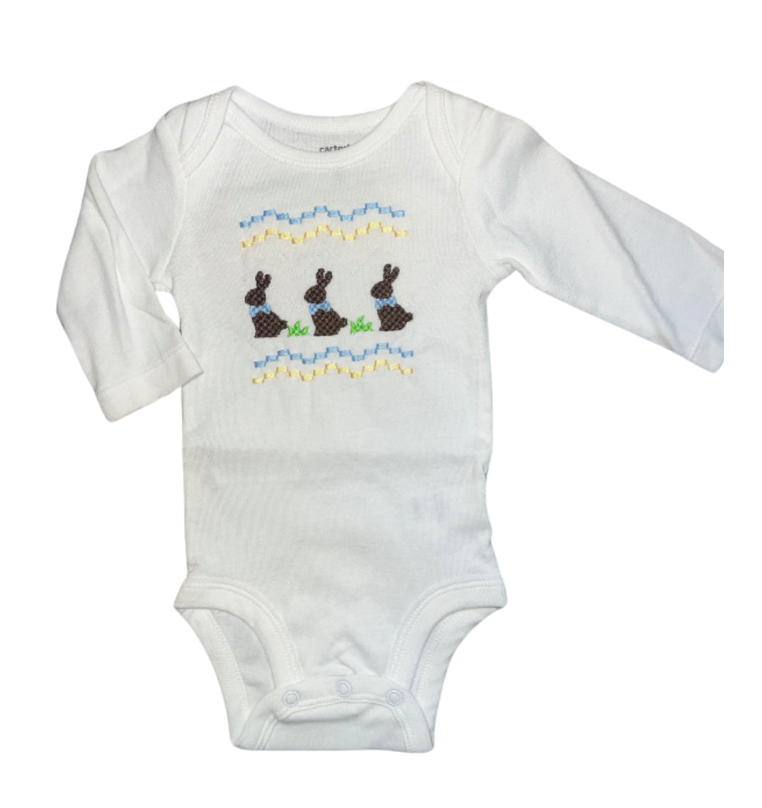 Boy Chocolate Bunny Embroidered Onesie