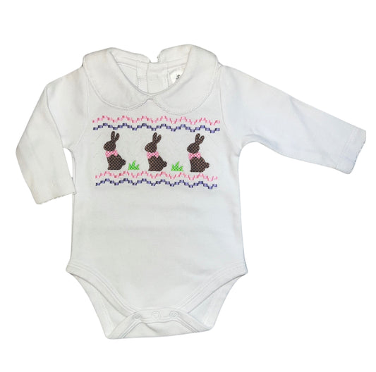 Girl Chocolate Bunny Embroidered Onesie