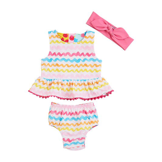 Girls' Rainbow Reversible Swimsuit Set