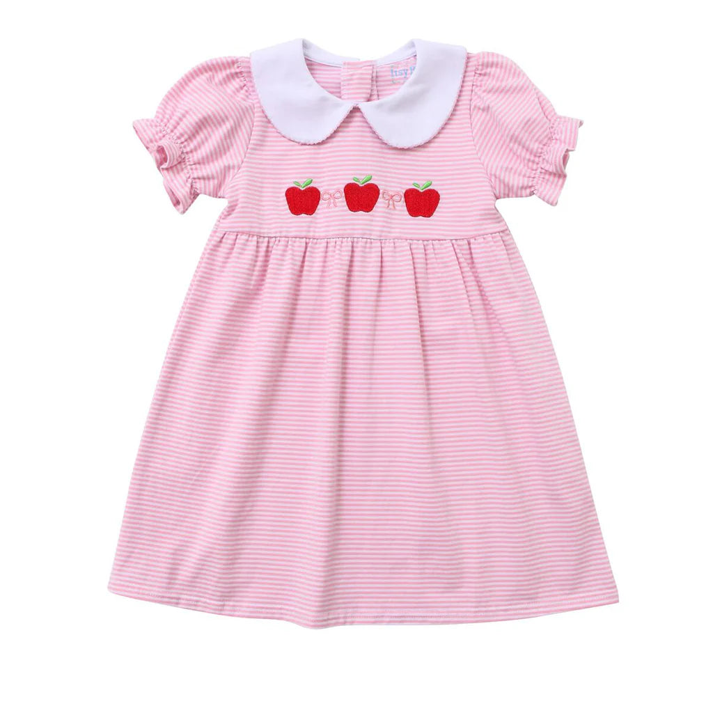 Pink Stripe Apple Bow Dress