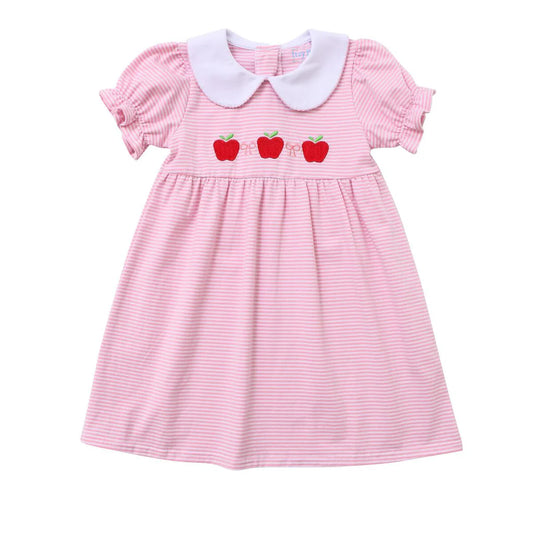 Pink Stripe Apple Bow Dress