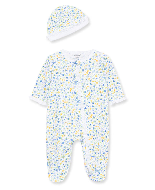 Dainty Blossoms Zip Footed One-Piece And Hat