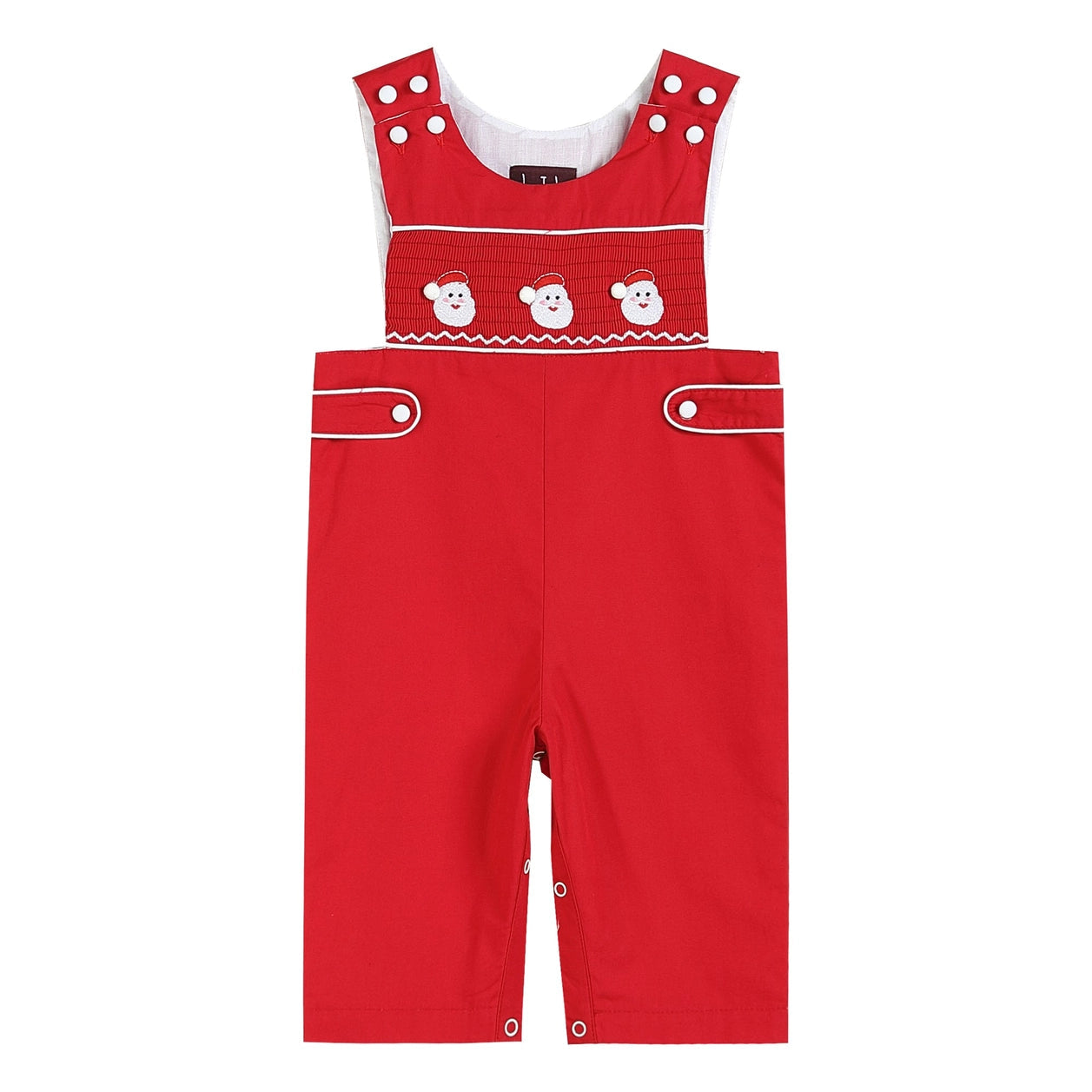 Red Santa Smocked Overalls