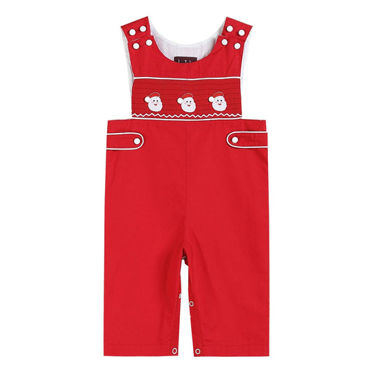 Red Santa Smocked Overalls