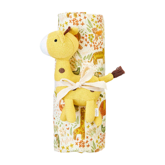 Safari Muslin Blanket & Rattle