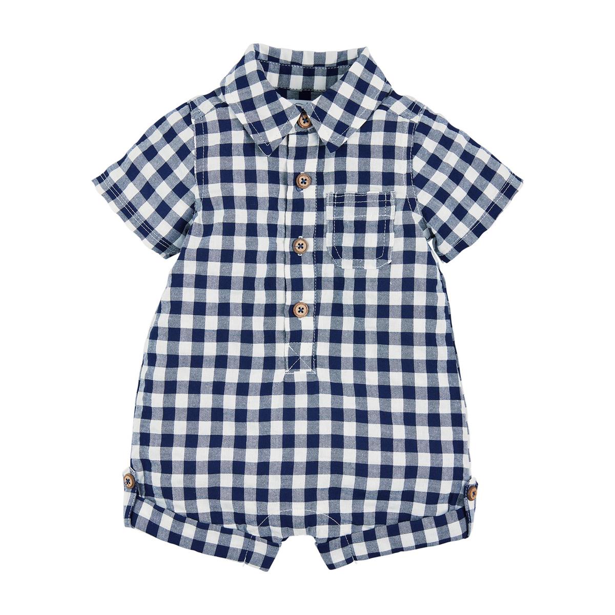 Navy Gingham Shortall