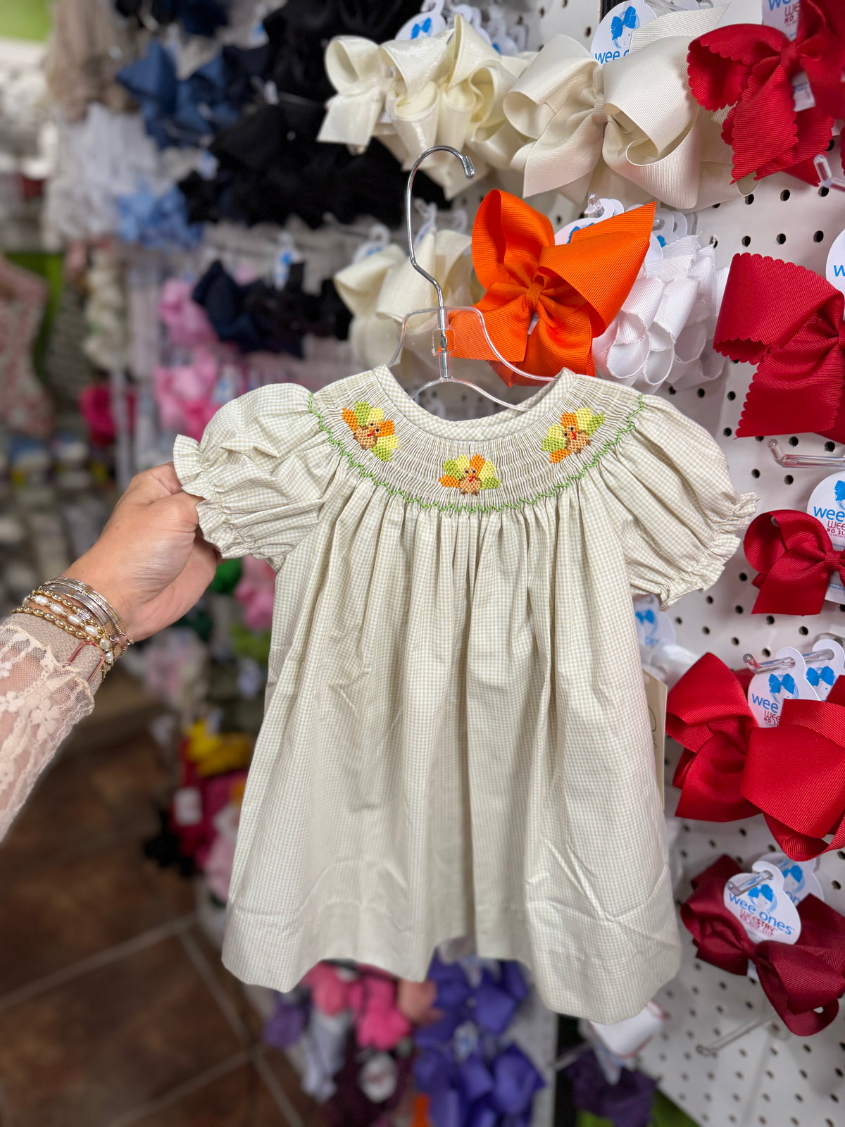Thanksgiving Turkey Tan Smocked Lucy Dress