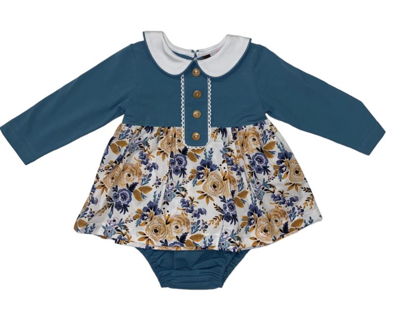 Indigo Blooms L/S Bloomer Set