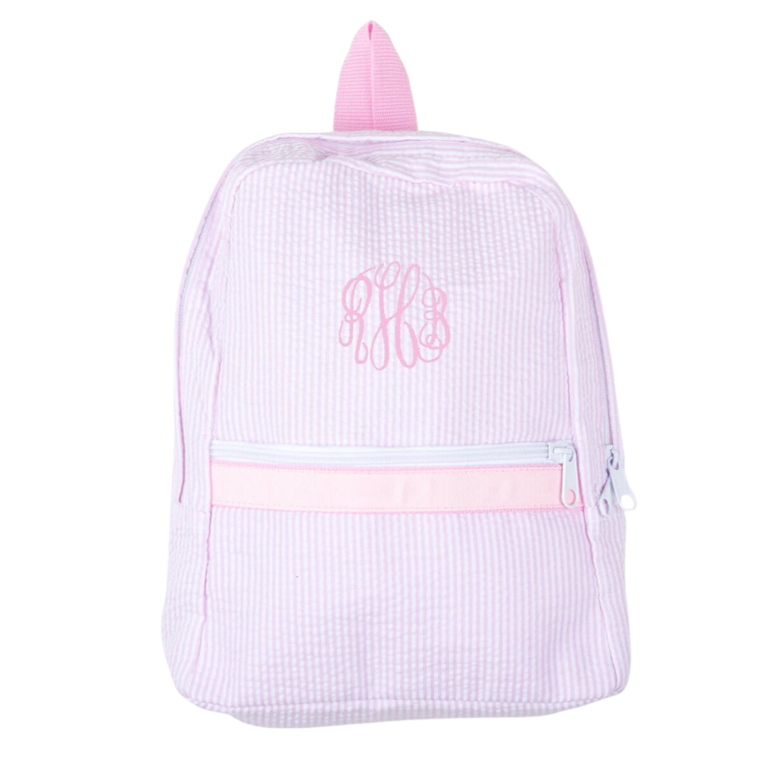 Pink Seersucker Backpack