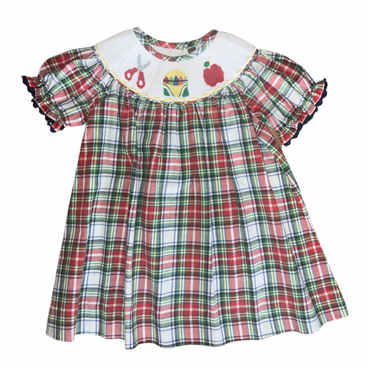 School Fun Smocked Plaid Dress