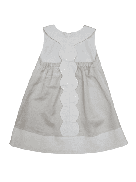 Khaki Linen Scallop Back Dress