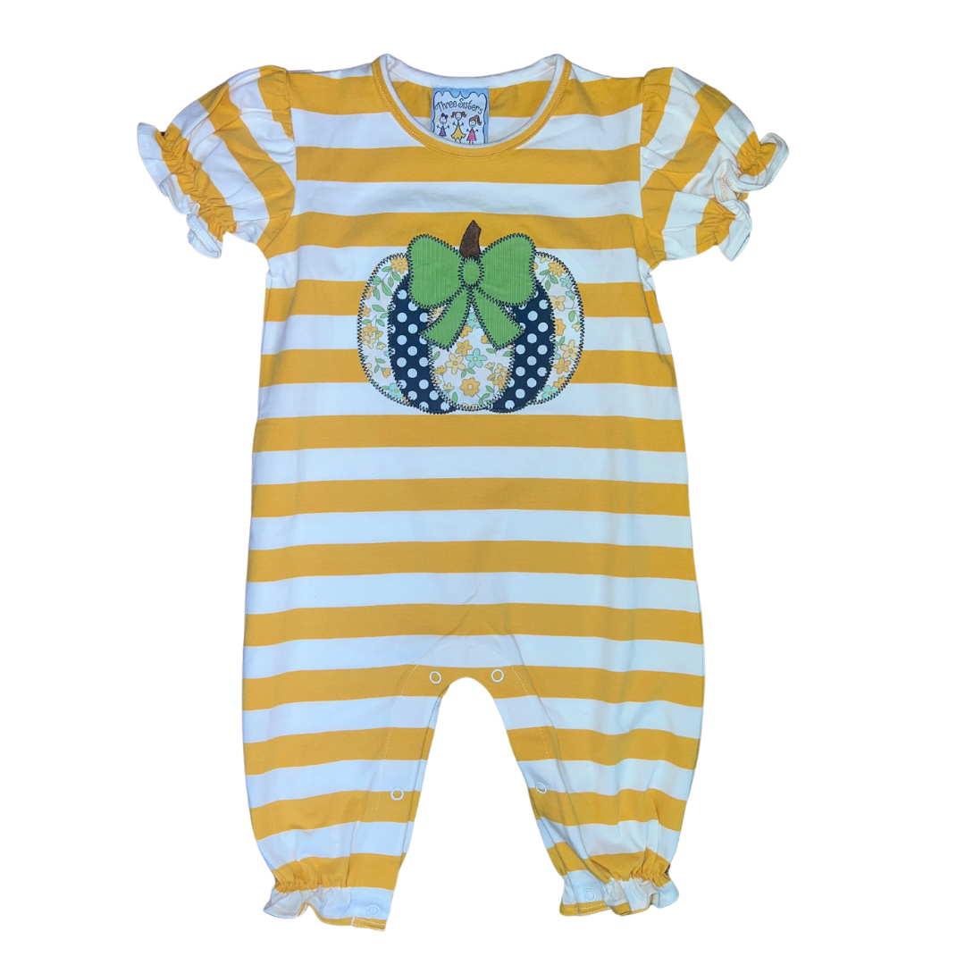 Pumpkin Appliqué Mustard Romper