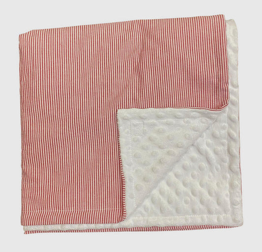Red Seersucker Minky Dot Blanket