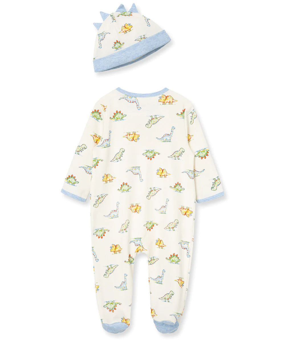 Dino Zip Footed One-Piece & Hat