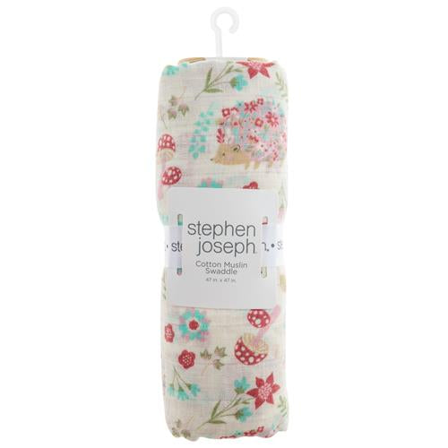 Stephen Joseph Hedgehog Cotton Muslin Swaddle