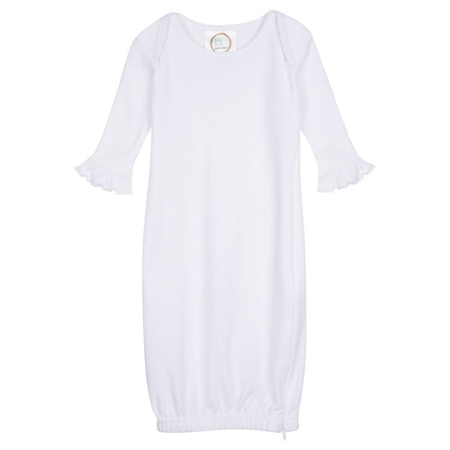 White LS Ruffle Gown