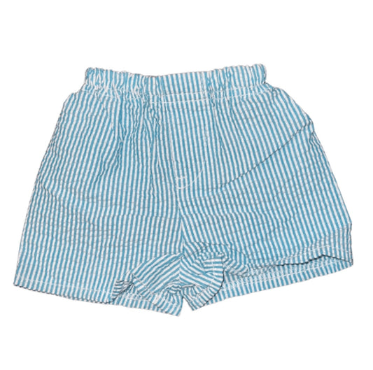Teal Seersucker Shorts
