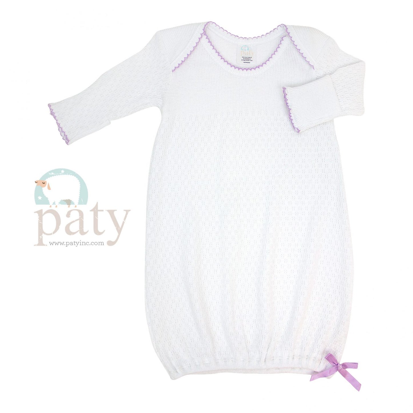 Paty Gown White w/purple trim
