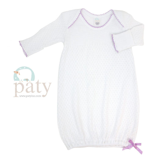 Paty Gown White w/purple trim