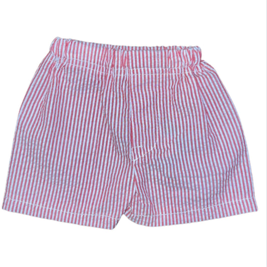 Red Seersucker Shorts