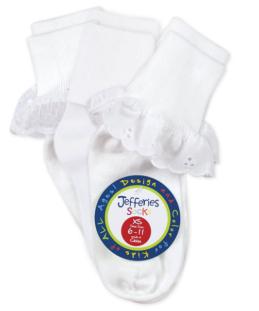 Eyelet/Turn Cuff/Lace Turn Cuff Socks 3 Pair Pack