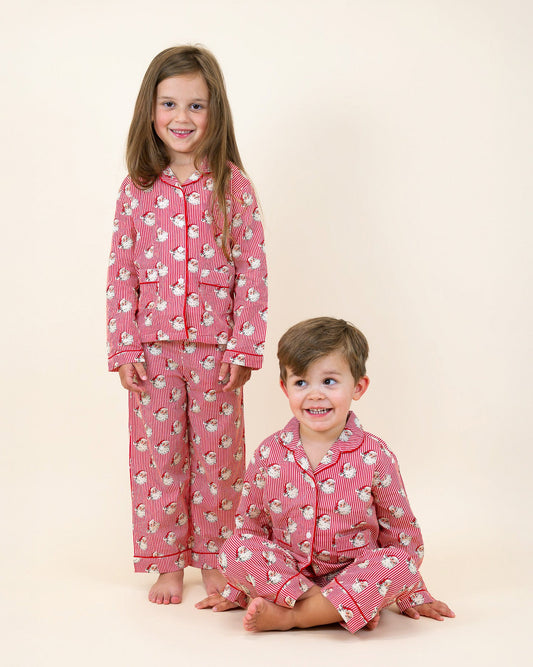 Red Striped Vintage Santa Pajama Set