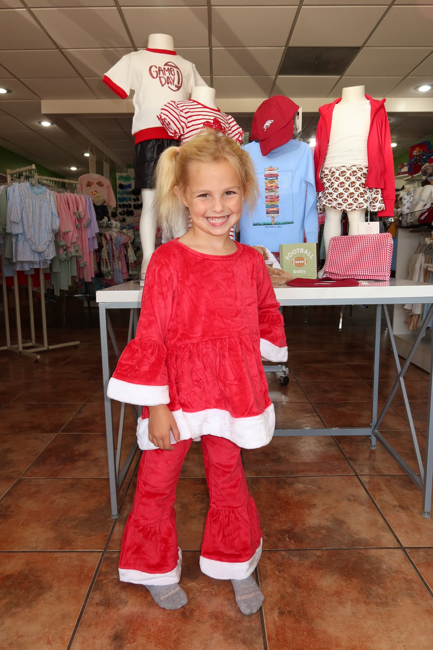 ‼️PRE-ORDER ‼️Red Velour Santa Tunic & Flare Pant Set