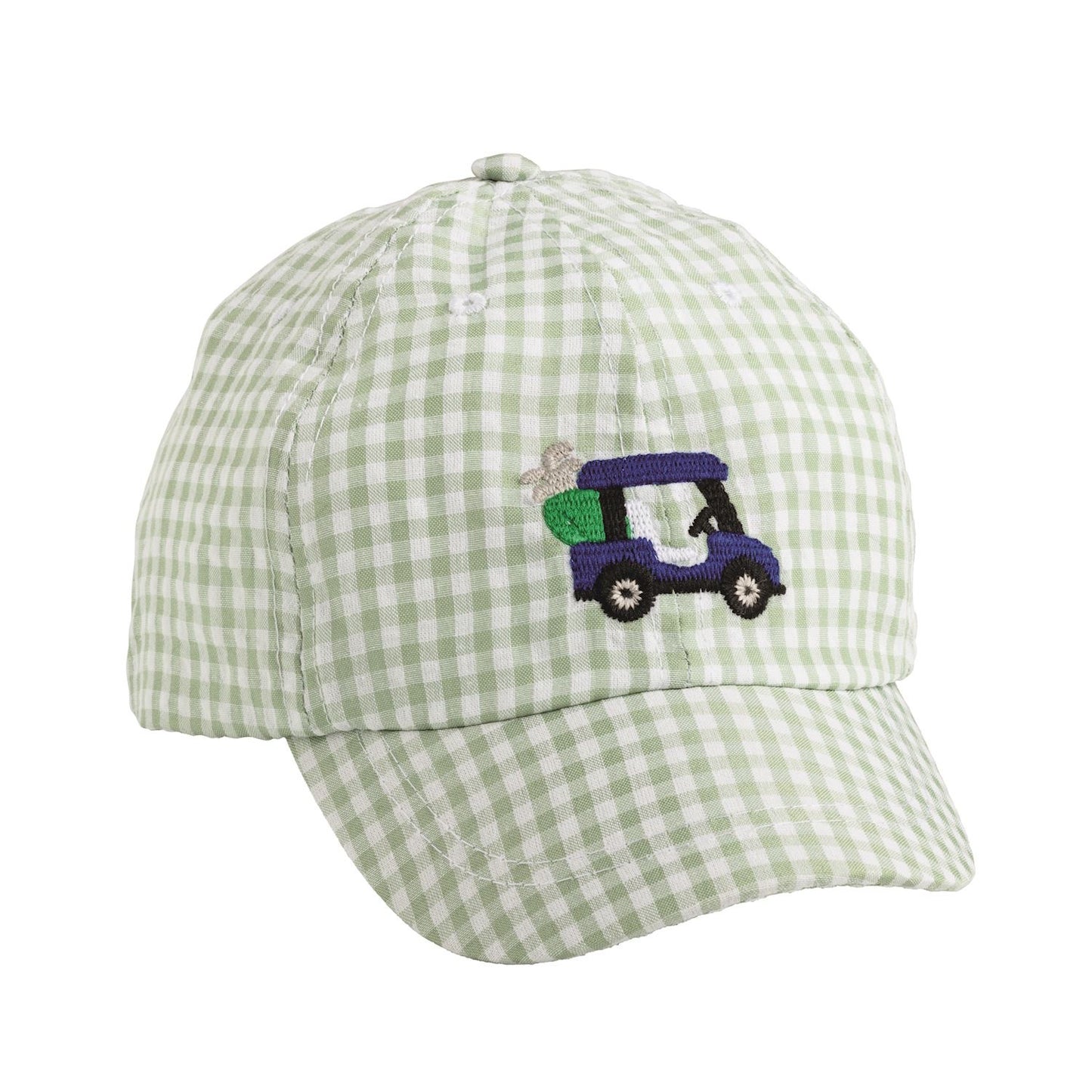 Golf Cart Gingham Embroidered Hat
