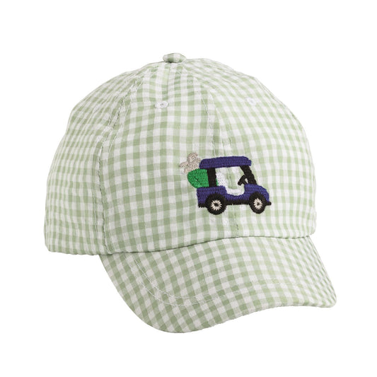 Golf Cart Gingham Embroidered Hat