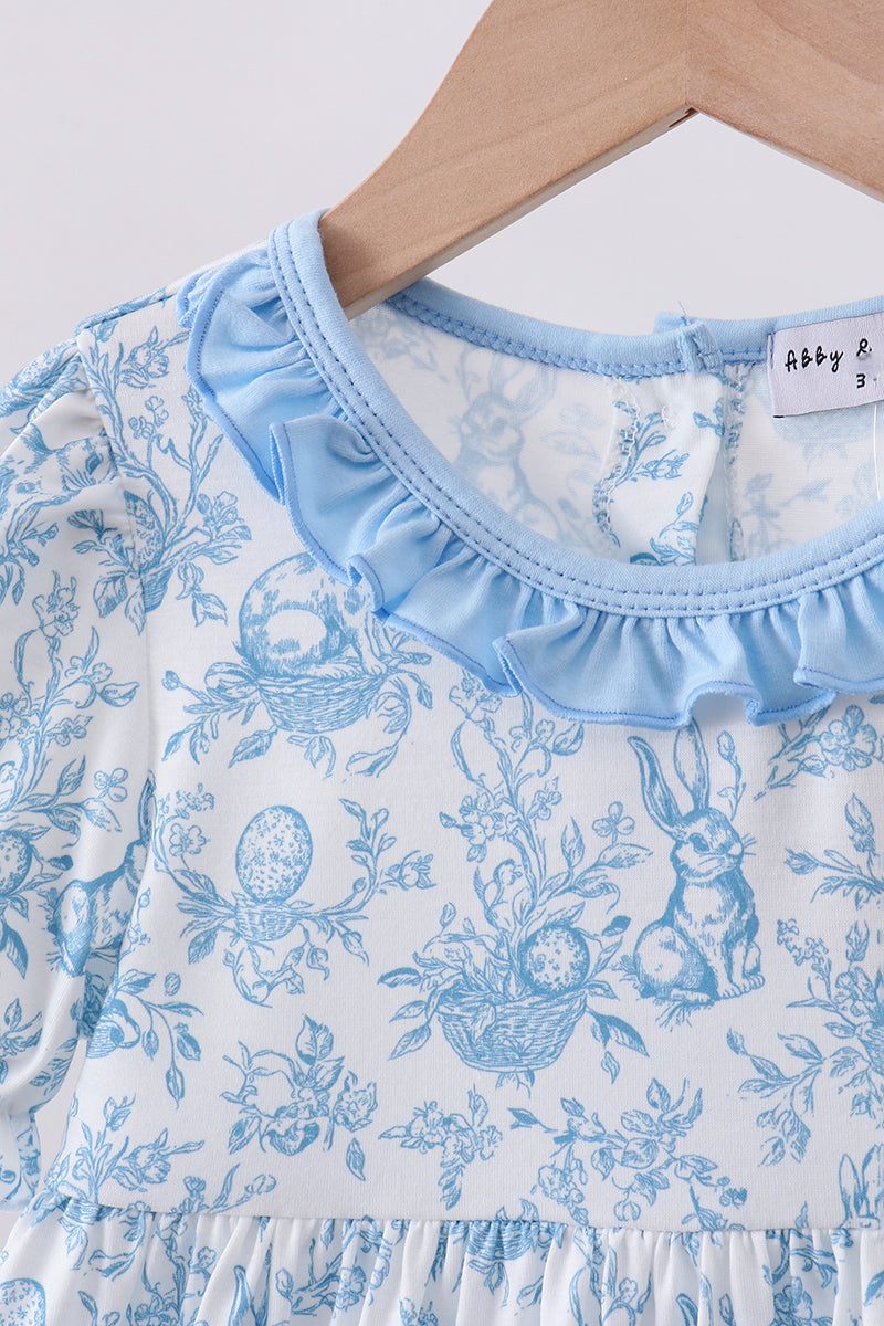 Evelyn Blue Bunny Ruffle Dress