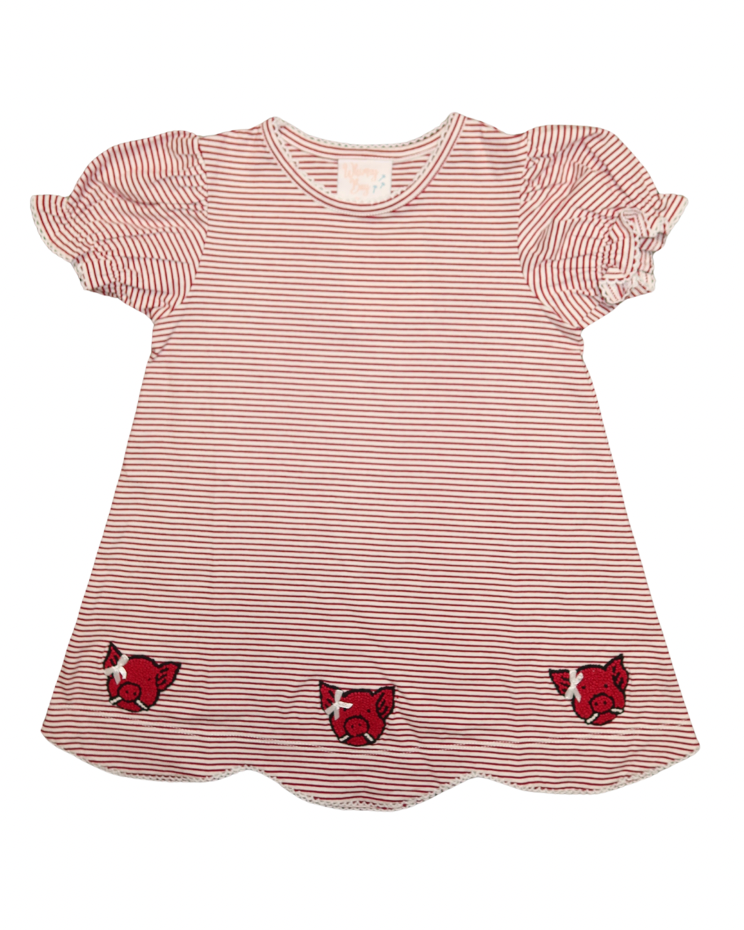 Woo Pig French-knot Ruffle Scalloped Dress