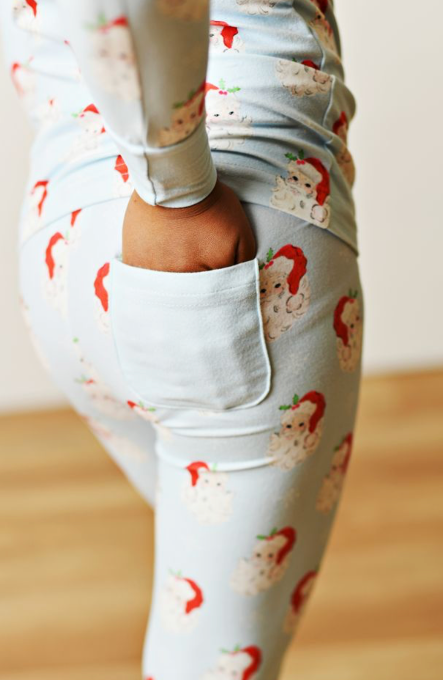 Blue Butterknit Santa 2pc Pajama