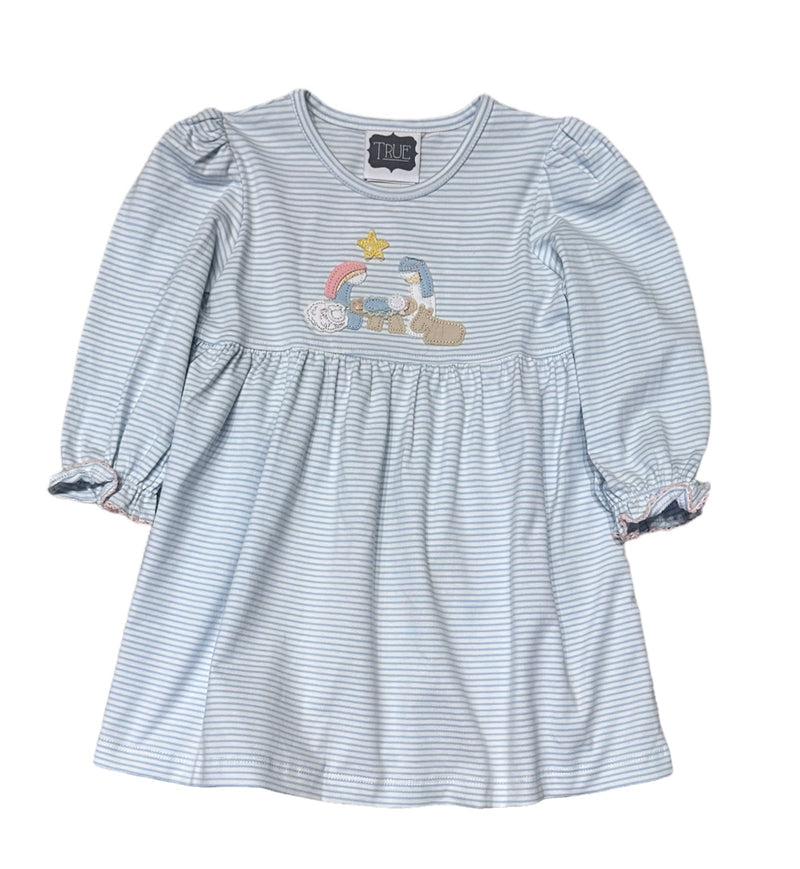 Manger Dress Blue Stripe