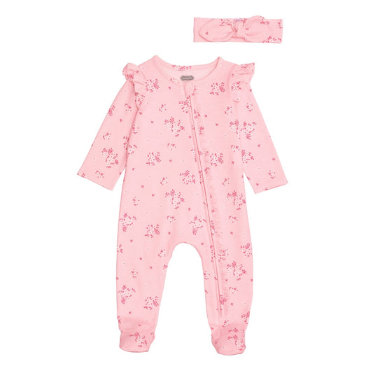 Pink Blossom Sleeper & Headband Set